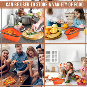 PremiumAV Reusable Expandable Pizza Storage Container with 5 Microwavable Trays  Adjustable for Home & Outdoor Use  - PremiumAV
