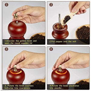 PremiumAV Wooden Pepper Mill 6 inch Tall - Best Pepper Grinder (1 Pc)  - PremiumAV