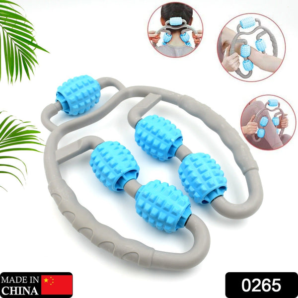 Muscle Massage Roller, 5 Wheels Relieve Soreness Leg Muscle Roller Fitness Roller Muscle Relaxer Massage Roller Ring Clip All Round Massaging Uniform Force Elastic PP Drop Shaped for Home Use (1 Pc)