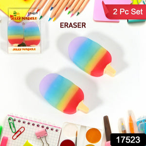 PremiumAV Jelly Popsicle Erasers  Cute & Fancy Mini Erasers for Kids (2 Pc Set, Mix Design)  - PremiumAV