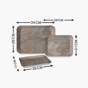 Versatile serving trays with multicolor design, available in 3 sizes, perfect for home use.