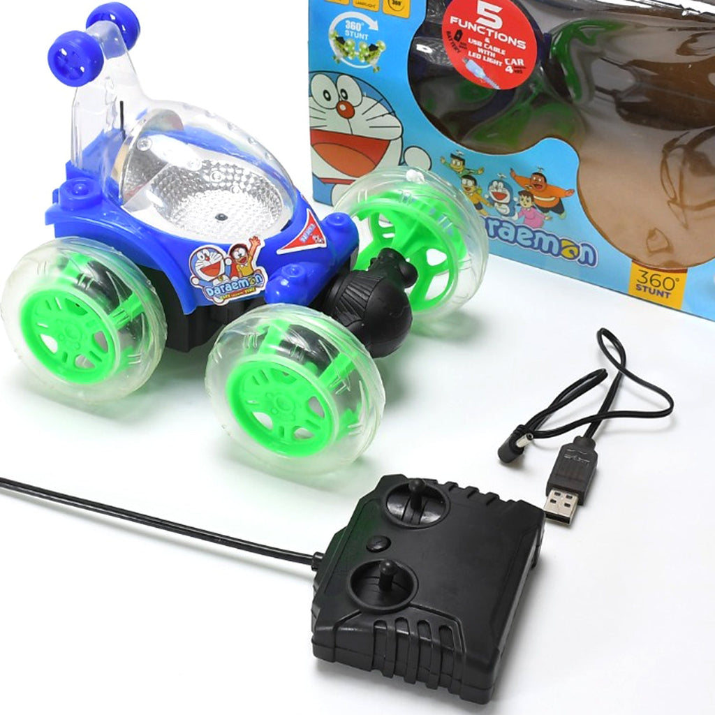 PremiumAV PremiumAV Rechargeable 360 degree stunt rolling remote control car with colourful 3d lights and music for kids –  