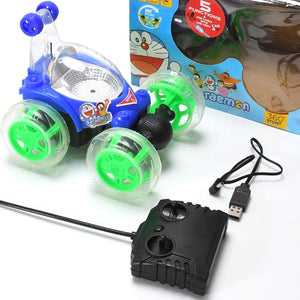 PremiumAV PremiumAV Rechargeable 360 degree stunt rolling remote control car with colourful 3d lights and music for kids –  