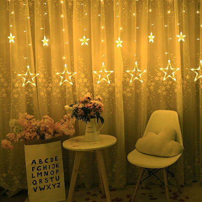 PremiumAV 12 Stars Curtain String Lights, Window Curtain Lights with 8 Flashing Modes Decoration for Festivals-11