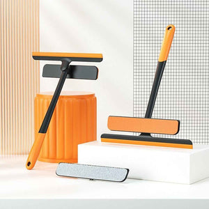 PremiumAV PLASTIC 3 IN 1 ROTATABLE DOUBLE SIDE DESIGN CLEANING BRUSH GLASS WIPER FOR GLASS WINDOW, CAR WINDOW, MIRROR, FLOOR (MULTICOLOR)