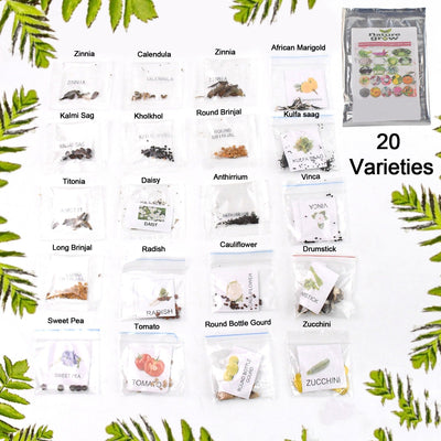 PremiumAV 20 Varieties of Vegetable & Flower Seeds Combo (1 Pkt. / 20 Varieties)