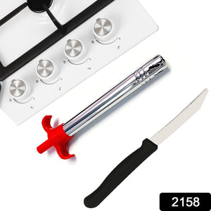 Stainless Steel Electronic Gas Lighter and Knife (2 in 1)  - PremiumAV