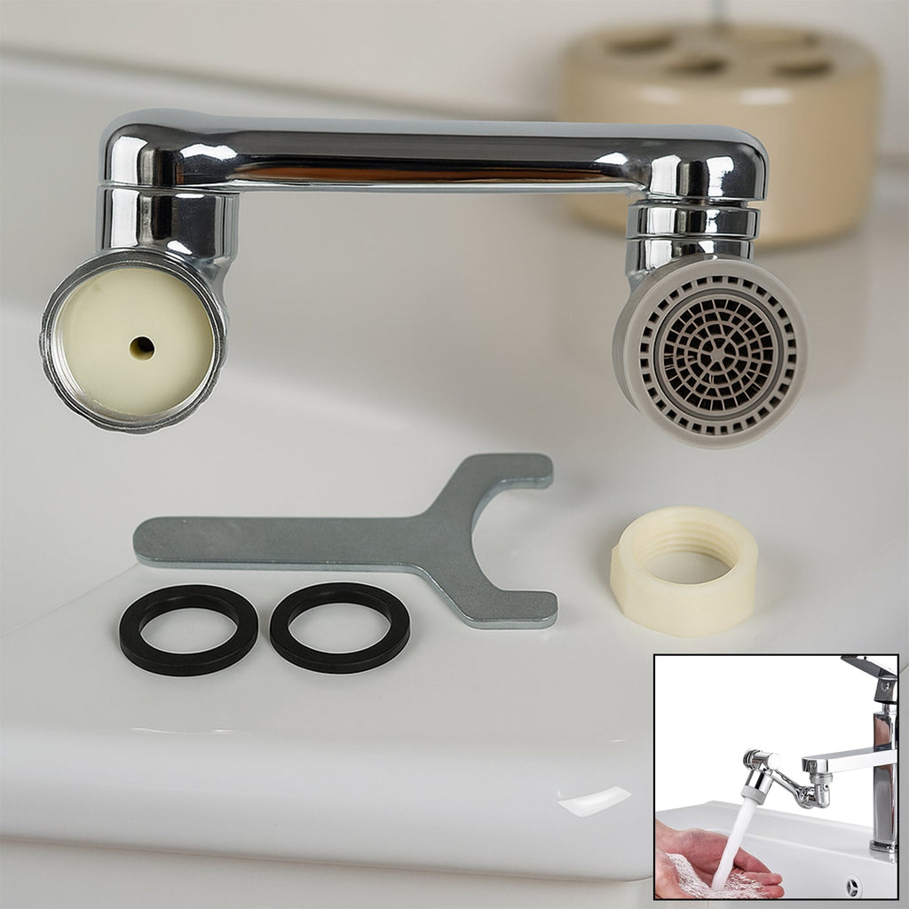 Splash Faucet Filter – 180° Rotating Sprayer, Double O-Ring, Movable Water-Saving Sink Aerator Extender (Loose)