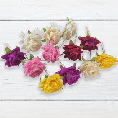 Colourful Flowing Flower Hair Pin (12 Pcs Set / Mix Color)
