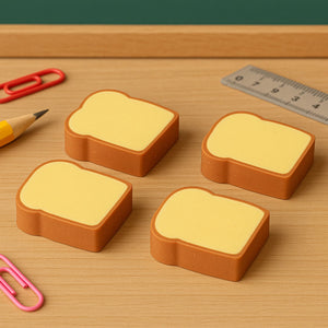 3D Toast Bread Shape Eraser for Kids, Cartoons Erasers Toast Bread Erasers Bread Shaped Eraser for Students, Gift, Cute Fun Food Erasers for School Classroom, Stationery for Boys & Girls (4 Pcs Set)