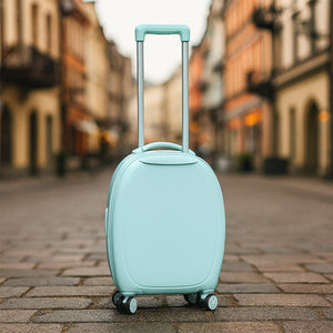 17849 Suitcase For Kids, Girls Green Small Cabin Hard Cover Holiday Carry On Trolley with Extendable Handle, Children's Luggage, Trolley Rolling Luggage for Toddlers Men Woman (Mix Color)
