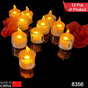 PremiumAV 12 Pcs Flameless and Smokeless Decorative Acrylic Candles Transparent Led Tea Light Candle for Gifting, House, Diwali, Christmas, Festival, - PremiumAV