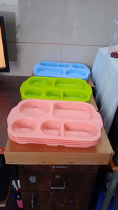 Unbreakable Plastic Food Plates / Biodegradable 5 Compartment Square Plate for Food  - PremiumAV