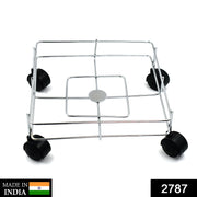 Empty square stainless steel oil stand showcasing its sleek and compact design.
