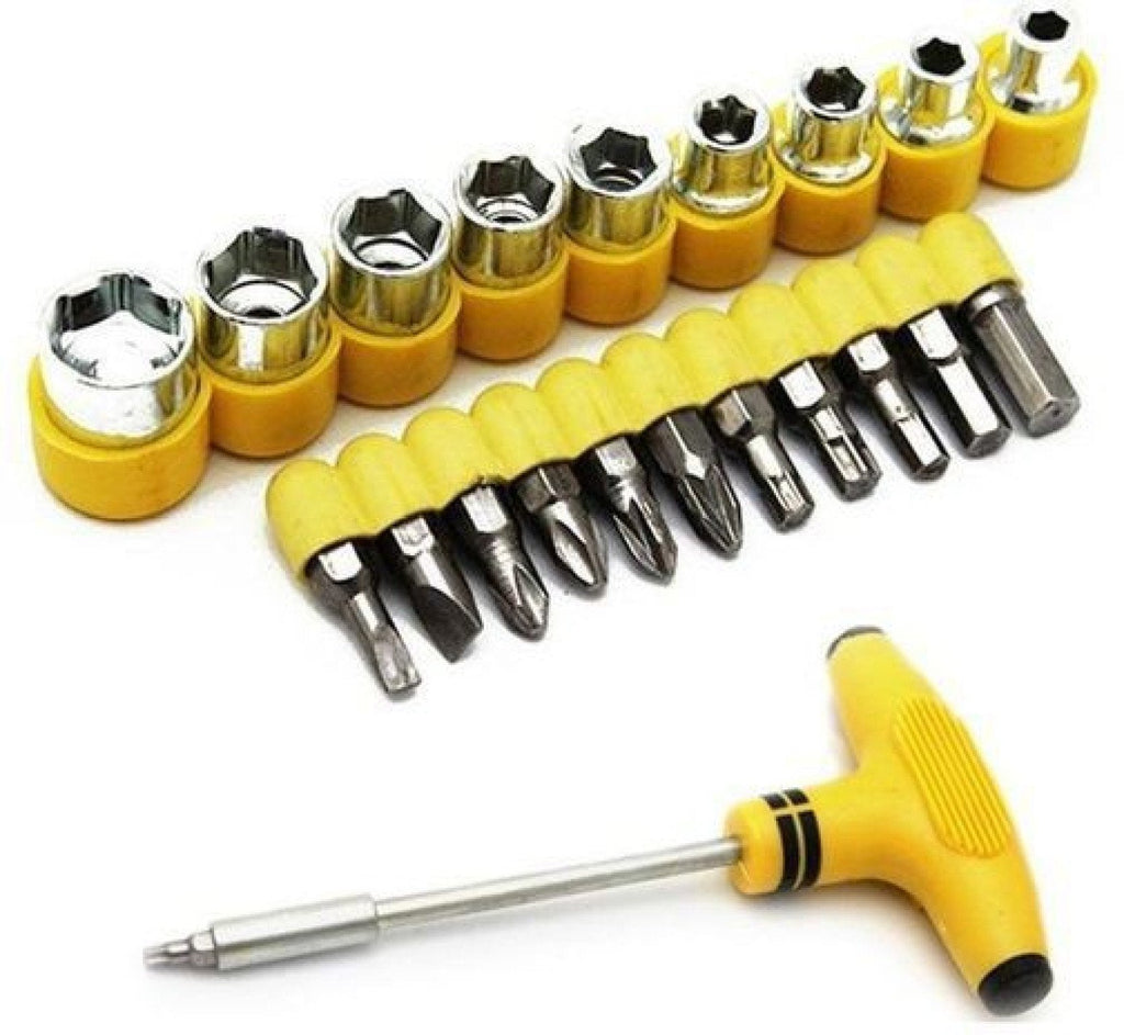 PremiumAV PremiumAV 24 pcs T shape screwdriver set Batch Head Ratchet Pawl Socket Spanner hand tools –  