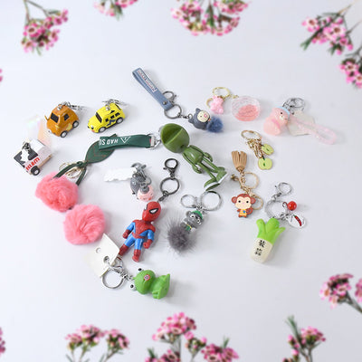 Mix Design & Size Keychain - Durable & Stylish Accessory (1 Pc / Mix Color)