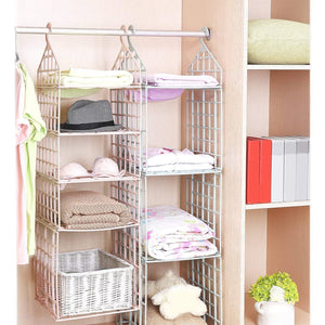 Multipurpose 5 Layer Folding Clothes Storage Racks||Closet for Students Wardrobe Shelves Socks, Scarf, t-Shirt, etc||Hanging Organizer Storage Holders & Racks  - PremiumAV