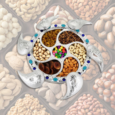 Multipurpose 7 Compartment Dry Fruit Serving Rotating Tray ,Chocolate, Snacks Storage Box, Masala Box