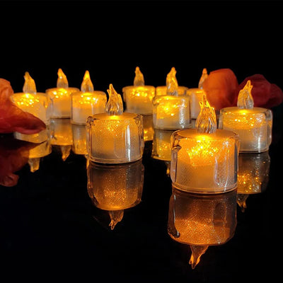 PremiumAV 12 Pcs Flameless and Smokeless Decorative Acrylic Candles Transparent Led Tea Light Candle for Gifting, House, Diwali, Christmas, Festival,
