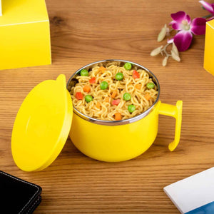 PremiumAV Safe Double-Layer Maggie Bowl with Lid & Handle  Versatile Bowl for Cereals, Fruits, Ramen & More