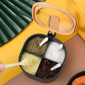 PremiumAV Four Grid Spice Storage Seasoning Box