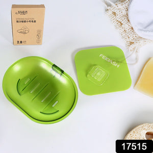 PremiumAV Plastic Soap Dish Holder for Bathroom Shower Wall Mounted Self Adhesive Soap Holder Saver Tray-Plastic Sponge Holder for Kitchen Storage Rac  - PremiumAV