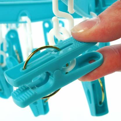PremiumAV PremiumAV Plastic Round Cloth Drying Stand Hanger with 24 Clips (Multicolour) –  
