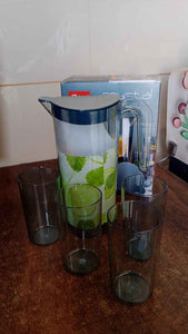 Apex Crystal Premium Jug with Lid & 4 Pcs Glass (1500 ML / 300 ML Approx / 5 Pcs Set)