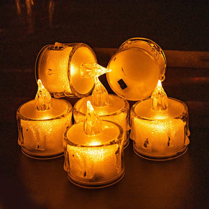 PremiumAV 12 Pcs Flameless and Smokeless Decorative Acrylic Candles Transparent Led Tea Light Candle for Gifting, House, Diwali, Christmas, Festival, - PremiumAV