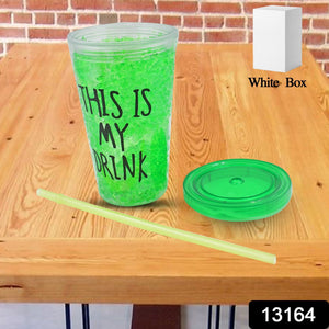 PremiumAV Plastic Drink Cup, Tea Coffee Tumbler with Lid and Straw (1 Pc) - PremiumAV