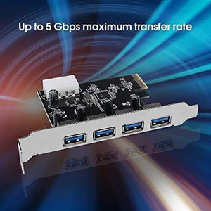 PremiumAV PremiumAV 4 Port USB 3.0 PCI Express Card up to 5 Gbps Speed, with 4-Pin Power Connector PCI-E (PCIeUSBCard) - PremiumAV