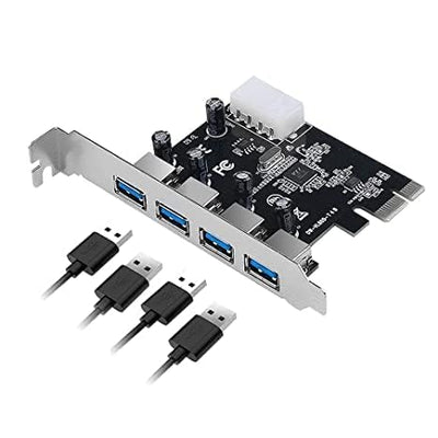 PremiumAV 4 Port USB 3.0 PCI Express Card up to 5 Gbps Speed, with 4-Pin Power Connector PCI-E (PCIeUSBCard)