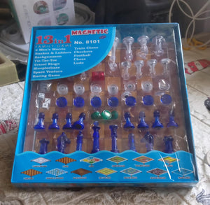 PremiumAV 13 in 1 Family Board Game Chess, Snakes & Ladders, Ludo, Tic-Tac-Toe, Checkers, Travel Bingo, Football, Space Venture, Steeplechase Set for  - PremiumAV
