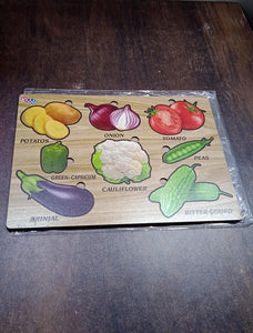 PremiumAV Wooden Vegetable Puzzle Learning Educational Board (1 Set / 28×20 Cm) - PremiumAV