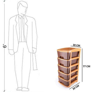 PremiumAV 5tier Plastic Modular Drawer System For Multiple Use (Brown colour)
