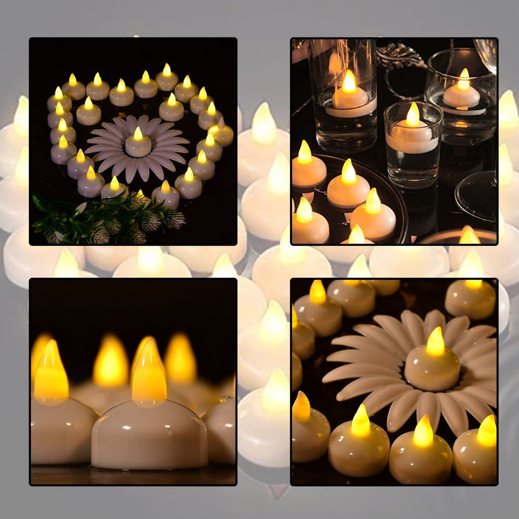 PremiumAV PremiumAV Set of 12 Flameless Floating Candles Battery Operated Tea Lights Tealight Candle - Decorative, Wedding.( Diya , Divo , Diva , Deepak , Jyoti 