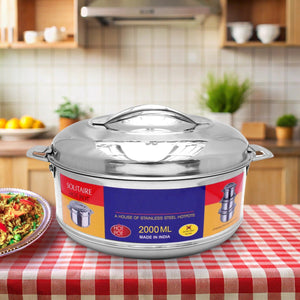 PremiumAV PremiumAV Royal Unique Hot Pot Stainless Steel Insulated Serving Casserole with Lid Handle (2000 ML) –  