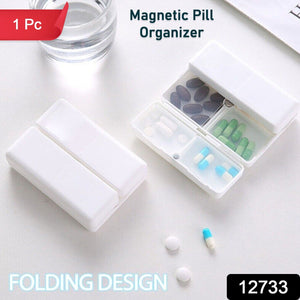 PremiumAV Magnetic Pill Organizer, 7 Compartments Portable Pill Case Travel Pill Organizer, Folding Design Pill Box for Purse Pocket to Hold Vitamins, - PremiumAV