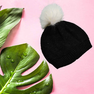 PremiumAV Men's and Women's Skull Slouchy Winter Woolen Knitted Black Inside Fur Beanie Cap.