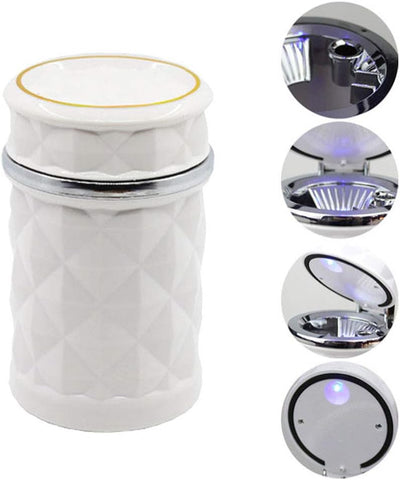 Car Cupholder LED Ashtray – Portable with Blue Light, Lid & Waste Bin, Cigarette Ashtray