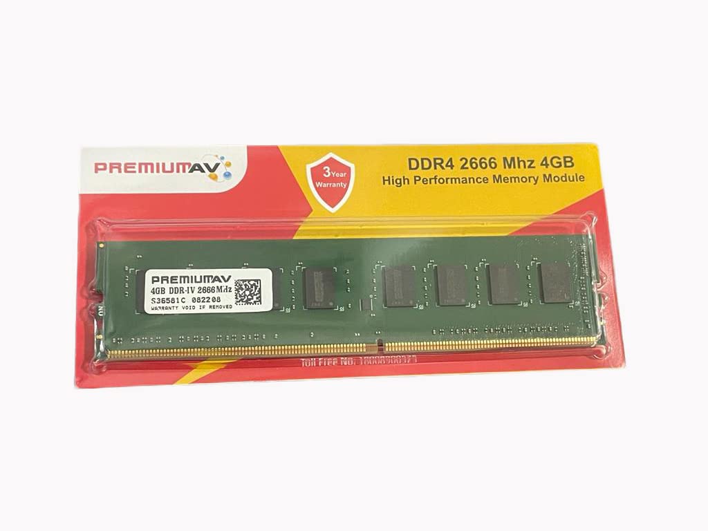 PremiumAV PremiumAV PremiumAV 4GB DDR4 Desktop RAM 2666MHz | High-Performance Memory for PC | Compatible with Intel & AMD | Low Power Consumption | 3-Year Warra 