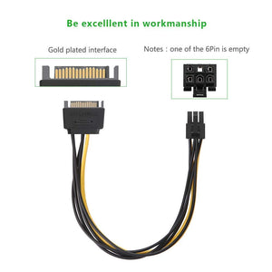 BIGPLAYER BigPlayer SATA Cable 15PIN to 6PIN for PCI Express Card(8-Inches) - PremiumAV