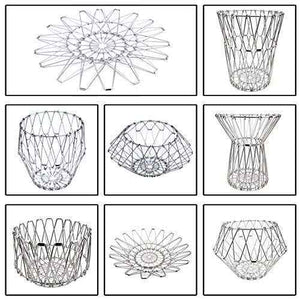 Multipurpose Fruit Basket Stainless Steel Wire Bowl Foldable Basket for Vegetable  /  Fruits  /  Dining