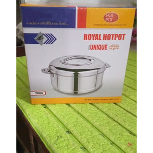 PremiumAV Royal Unique Hot Pot Stainless Steel Insulated Serving Casserole with Lid Handle (2000 ML) - PremiumAV