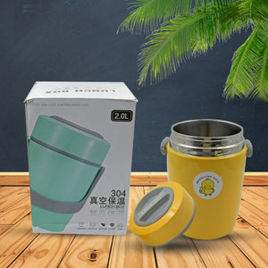 HEAVY LEAK-PROOF STAINLESS STEEL LUNCH BOX/ TIFFIN BOX, 2 COMPARTMENT, FOOD BOX FOR THERMAL CONTAINER FOR FOOD STAINLESS STEEL FOR STUDENT FOR WORK FOR TRAVEL (2 LTR.)