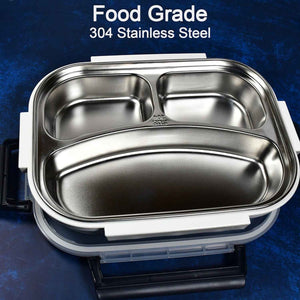 Customize White Transparent Lunch Box for Kids and adults, Stainless Steel Lunch Box with 3 Compartments.