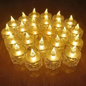 PremiumAV 12 Pcs Flameless and Smokeless Decorative Acrylic Candles Transparent Led Tea Light Candle for Gifting, House, Diwali, Christmas, Festival, - PremiumAV