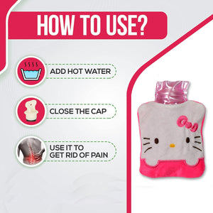 PremiumAV Pink Hello Kitty Small Hot Water Bag with Cover for Pain Relief  - PremiumAV
