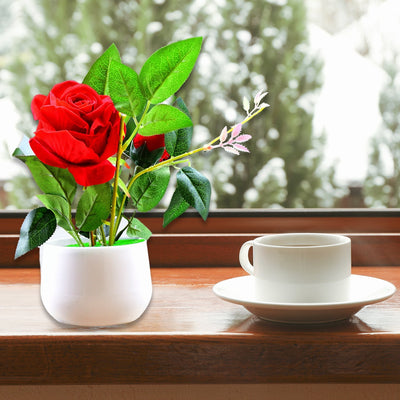 PremiumAV Artificial Rose Flower Plant With Pot, For Home Office Or Gift