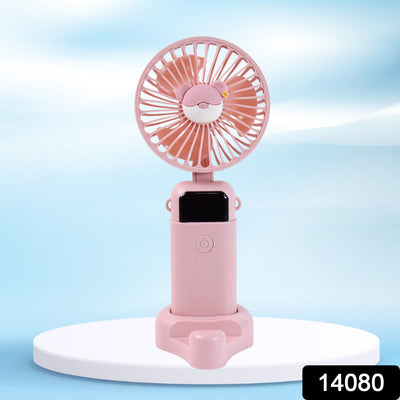 PremiumAV Mini USB Charging Fan with Percentage Display, 5 Speed Modes, and Mobile Stand